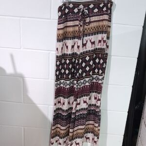 Nwot Patterned Wide-Leg Pants with Drawstring
